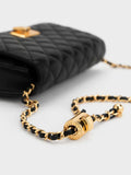 CHARLES & KEITH Cressida Quilted Push-Lock Clutch Black