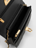 CHARLES & KEITH Cressida Quilted Push-Lock Clutch Black
