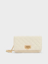 Cressida Quilted Push-Lock Clutch Cream