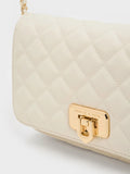 Cressida Quilted Push-Lock Clutch Cream