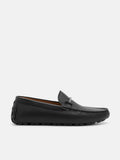 PEDRO Men Leather Horsebit Moccasins - Black