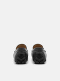 PEDRO Men Leather Horsebit Moccasins - Black