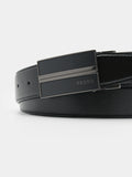 PEDRO Men Embossed Leather Reversible Tang Belt - Black