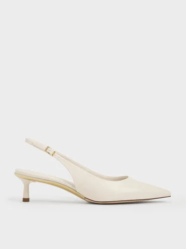 Curtis Pointed-Toe Kitten-Heel Slingback Pumps_Chalk