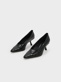 CHARLES & KEITH Women Croc Effect Slant Heel Pumps  Animal Print Black Animal Print Black