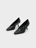 Croc-Effect Slant Heel Pumps  Animal Print Black