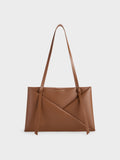 CHARLES & KEITH Women Midori Geometric Tote Bag_Chocolate