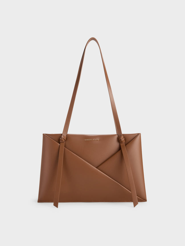 CHARLES & KEITH Women Midori Geometric Tote Bag_Chocolate