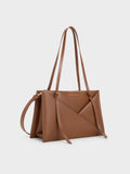 CHARLES & KEITH Women Midori Geometric Tote Bag_Chocolate