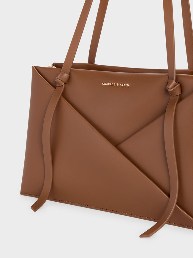 CHARLES & KEITH Women Midori Geometric Tote Bag_Chocolate