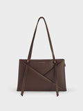 CHARLES & KEITH Women Midori Geometric Tote Bag_Espresso Brown