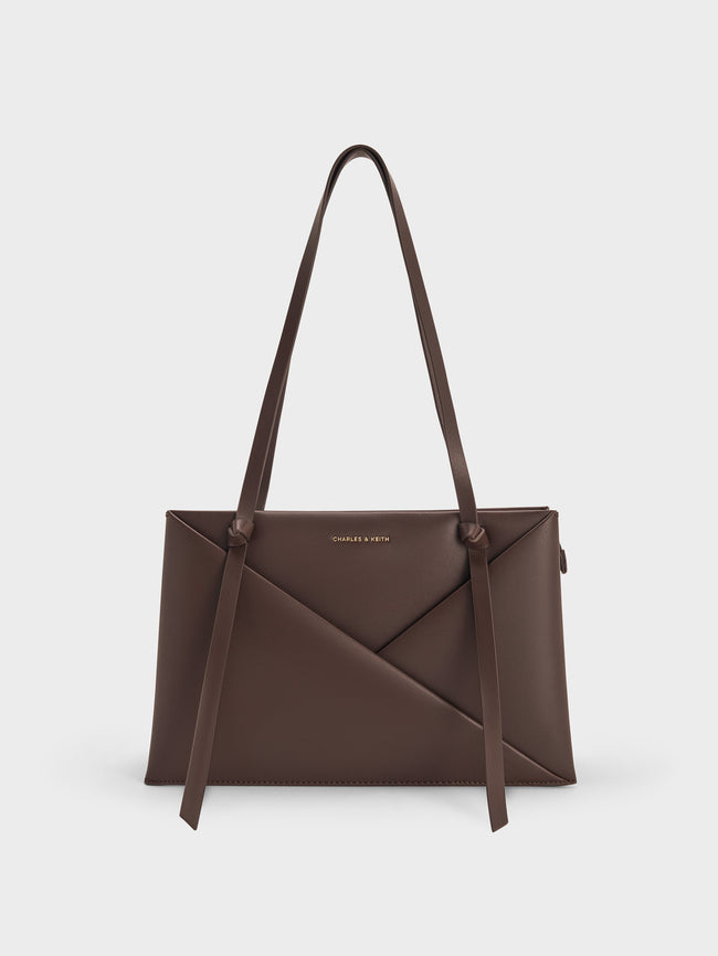 CHARLES & KEITH Women Midori Geometric Tote Bag_Espresso Brown