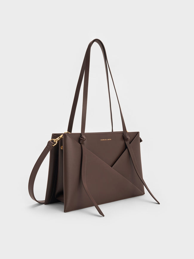 CHARLES & KEITH Women Midori Geometric Tote Bag_Espresso Brown