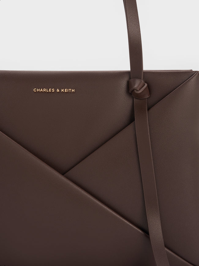 CHARLES & KEITH Women Midori Geometric Tote Bag_Espresso Brown