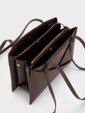 CHARLES & KEITH Women Midori Geometric Tote Bag_Espresso Brown