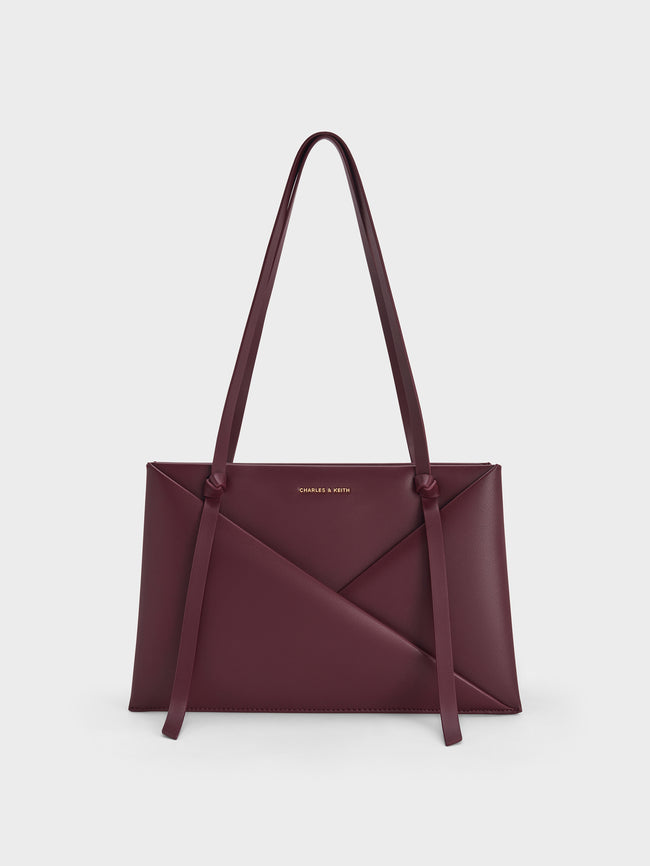 CHARLES & KEITH Women Midori Geometric Tote Bag_Wineberry Red