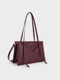 CHARLES & KEITH Women Midori Geometric Tote Bag_Wineberry Red
