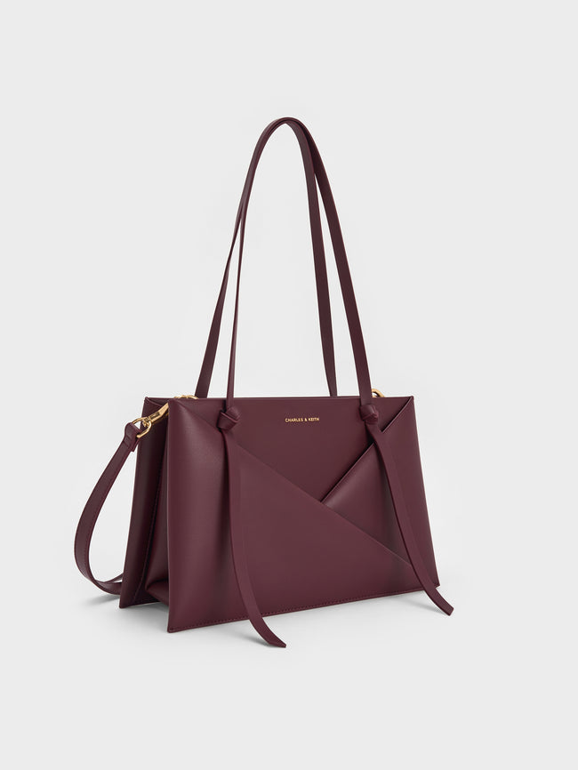 CHARLES & KEITH Women Midori Geometric Tote Bag_Wineberry Red