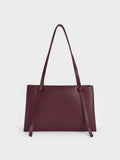 CHARLES & KEITH Women Midori Geometric Tote Bag_Wineberry Red