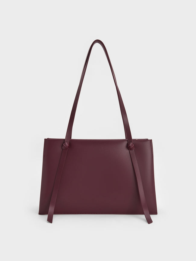 CHARLES & KEITH Women Midori Geometric Tote Bag_Wineberry Red