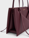 CHARLES & KEITH Women Midori Geometric Tote Bag_Wineberry Red