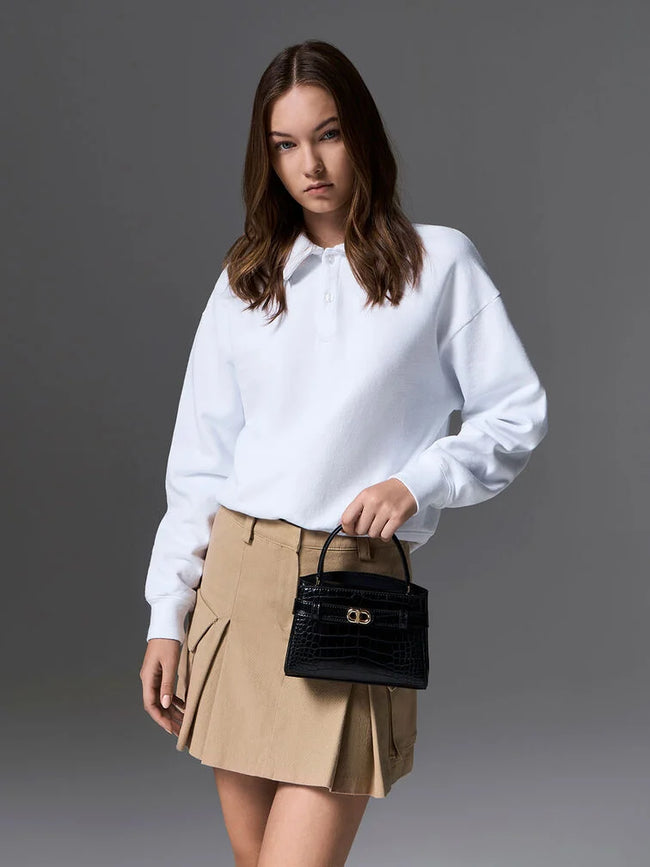 CHARLES & KEITH Women Aubrielle Croc-Effect Top Handle Bag Black
