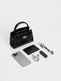 CHARLES & KEITH Women Aubrielle Croc-Effect Top Handle Bag Black