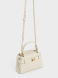 CHARLES & KEITH Women Aubrielle Croc-Effect Top Handle Bag_Ivory
