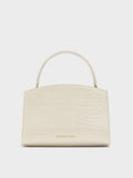 CHARLES & KEITH Women Aubrielle Croc-Effect Top Handle Bag_Ivory