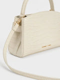 CHARLES & KEITH Women Aubrielle Croc-Effect Top Handle Bag_Ivory