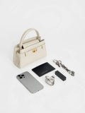 CHARLES & KEITH Women Aubrielle Croc-Effect Top Handle Bag_Ivory