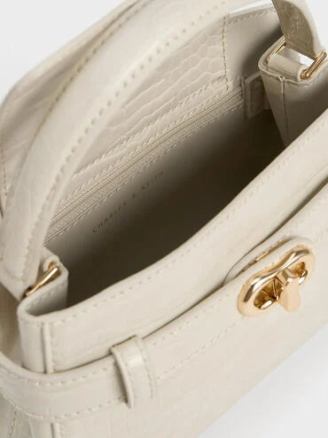 CHARLES & KEITH Women Aubrielle Croc-Effect Top Handle Bag_Ivory
