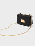 CHARLES & KEITH Quilted Push-Lock Chain-Handle Bag Black