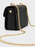 CHARLES & KEITH Quilted Push-Lock Chain-Handle Bag Black