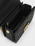 CHARLES & KEITH Quilted Push-Lock Chain-Handle Bag Black
