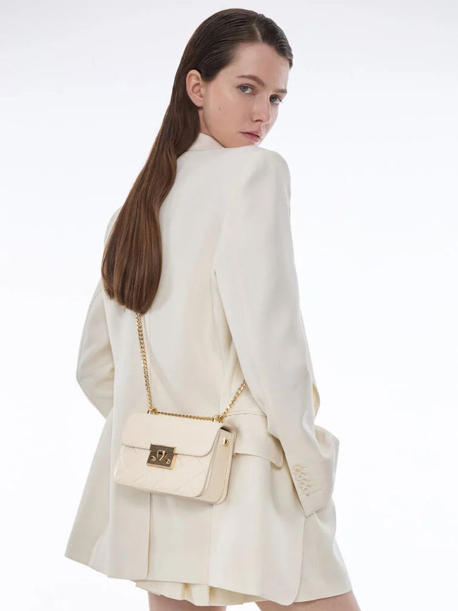 Alva Quilted Chain-Handle Bag_Cream
