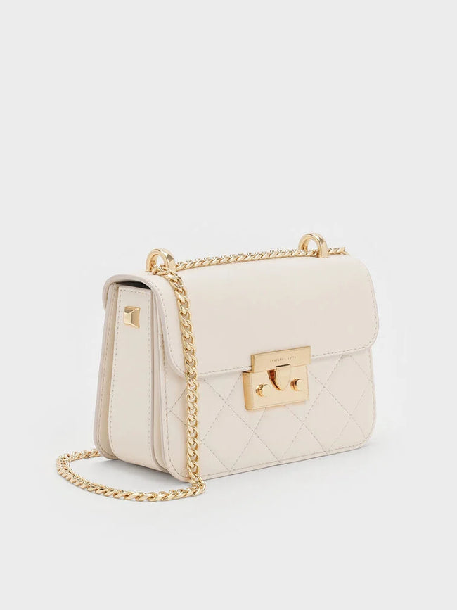 Alva Quilted Chain-Handle Bag_Cream