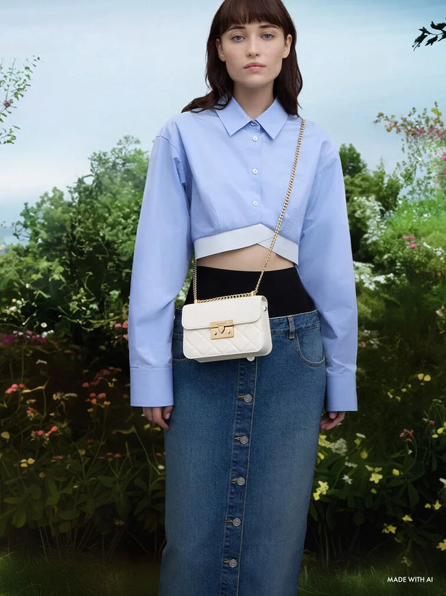 Alva Quilted Chain-Handle Bag_Cream