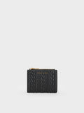 CHARLES & KEITH Women Apolline Textured Top-Zip Wallet_Black