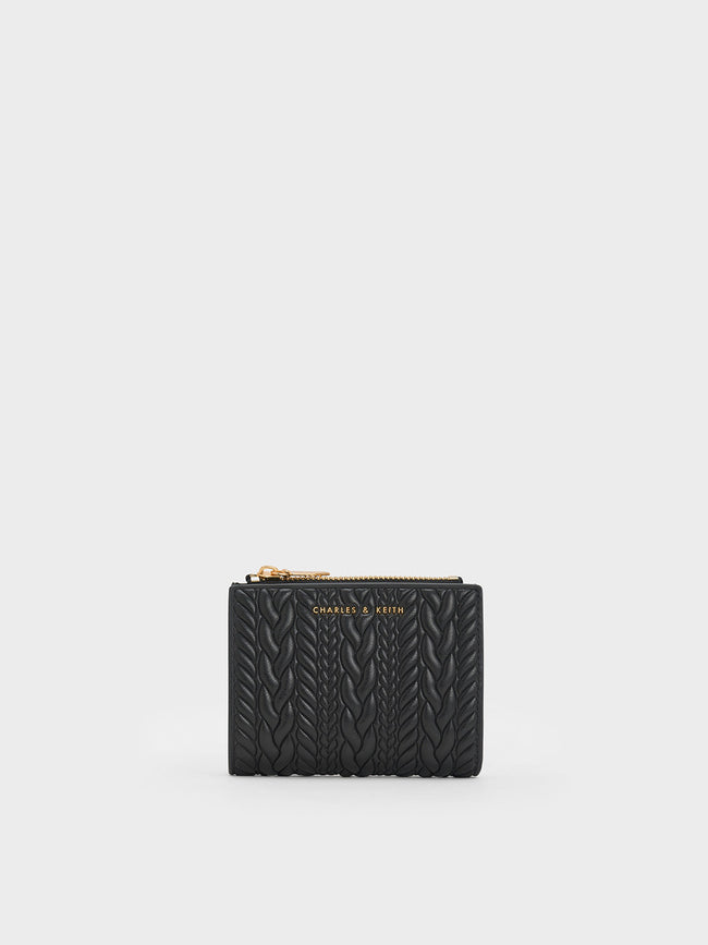 CHARLES & KEITH Women Apolline Textured Top-Zip Wallet_Black