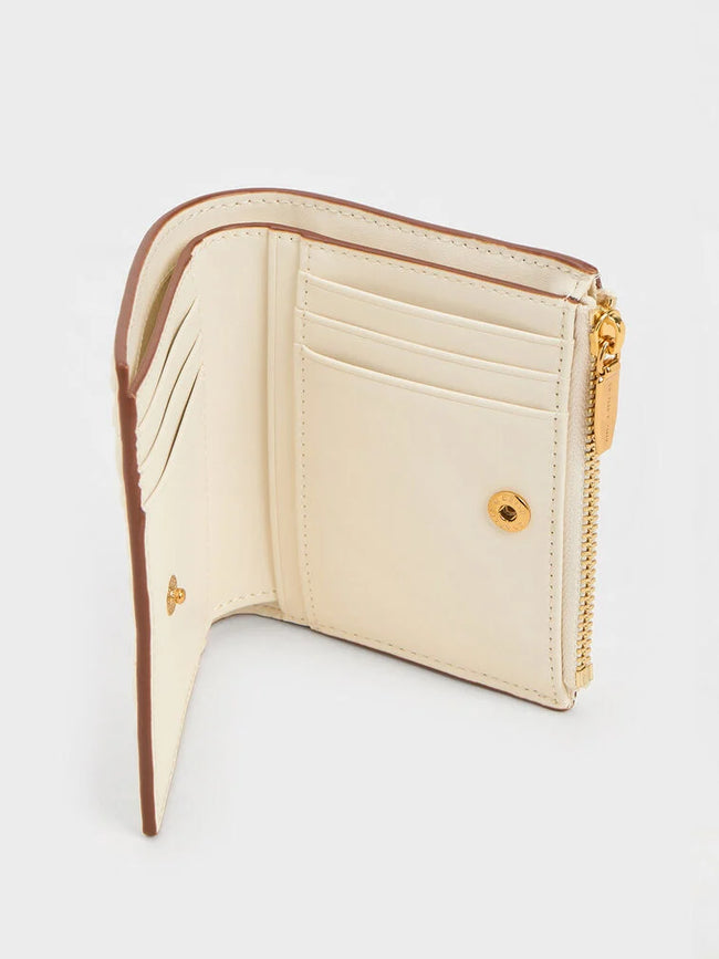 CHARLES & KEITH Women Apolline Textured Top-Zip Wallet_Cream