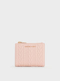 CHARLES & KEITH Women Apolline Textured Top-Zip Wallet_Soft Pink