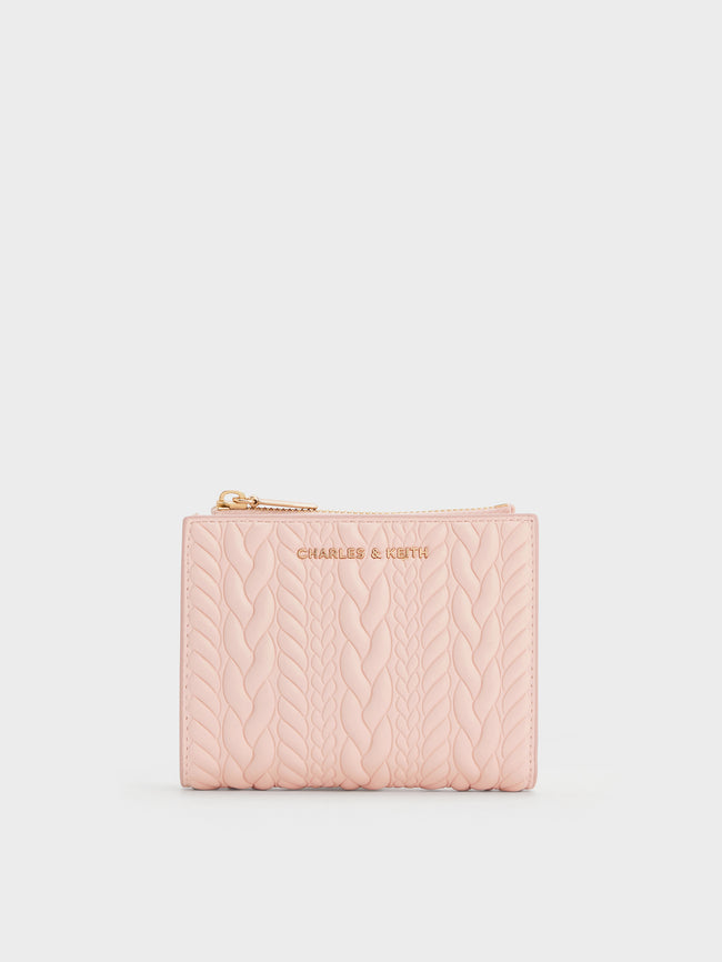 CHARLES & KEITH Women Apolline Textured Top-Zip Wallet_Soft Pink
