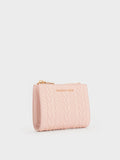CHARLES & KEITH Women Apolline Textured Top-Zip Wallet_Soft Pink