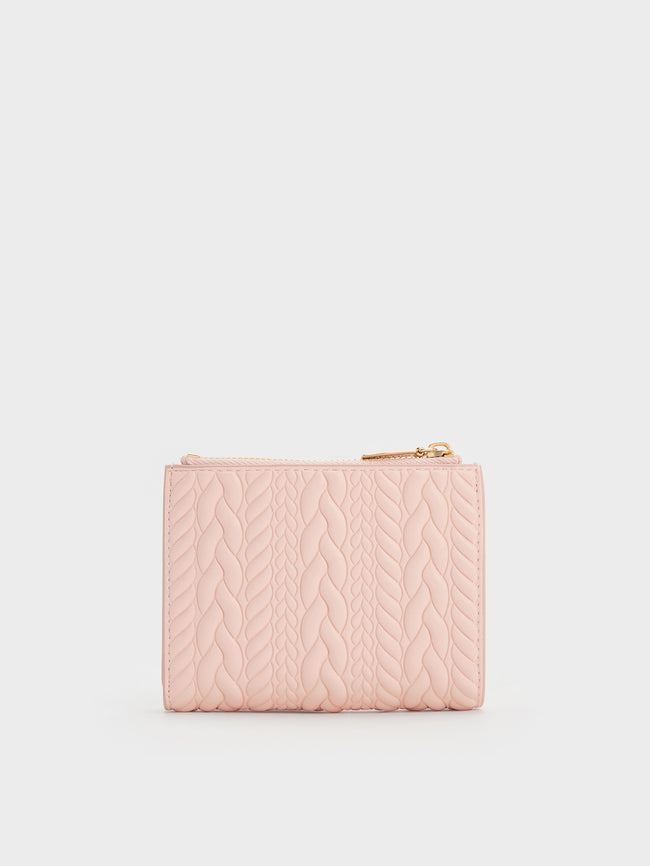 CHARLES & KEITH Women Apolline Textured Top-Zip Wallet_Soft Pink