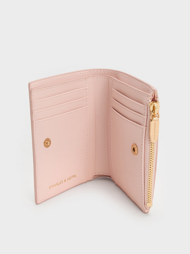 CHARLES & KEITH Women Apolline Textured Top-Zip Wallet_Soft Pink