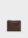 CHARLES & KEITH Women Midori Geometric Top-Zip Wallet_Expresso Brown