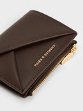 CHARLES & KEITH Women Midori Geometric Top-Zip Wallet_Expresso Brown