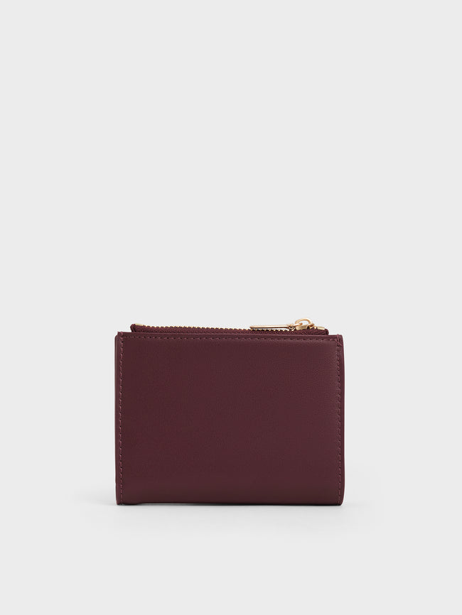 CHARLES & KEITH Women Midori Geometric Top-Zip Wallet_Wineberry Red