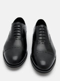 PEDRO Leather Brogue Oxford Shoes - Black